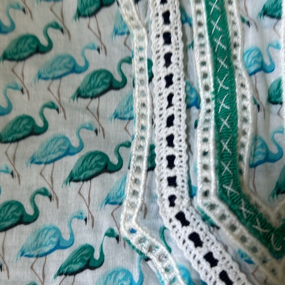 Tory Burch Long-Sleeve Flamingo Tunic with Embroidered Trim - Picture 4 of 4